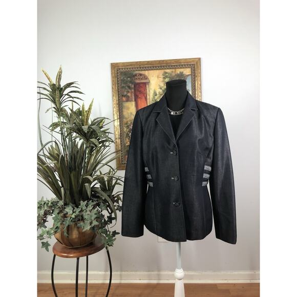 Lena Gabriel New York Women Blazer 10 Long Sleeve Clueless Preppy Black 3 Button - Picture 1 of 11